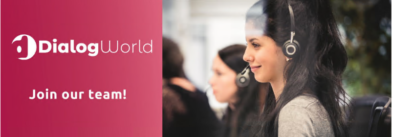 Mitarbeiterin mit Headset im Kundendienst der DialogWorld AG